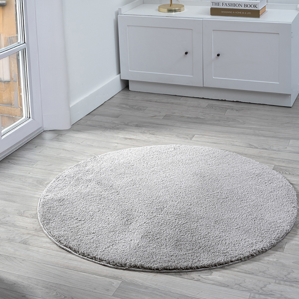 Desire Rugs Comfy Dark Grey Anti Slip Felt Backing Round Rug 100cm Image 2