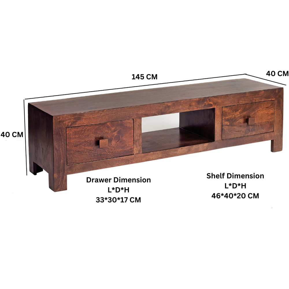 Brooklyn Nihash Toko 2 Drawer Single Shelf Dark Mango Plasma Media Unit Image 5
