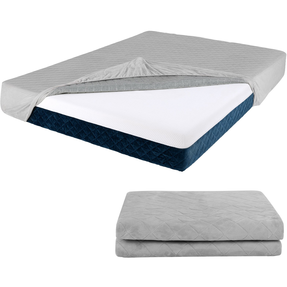 Costway King Size Grey Luxury Super Soft Velvet Mattress Protector Image 3