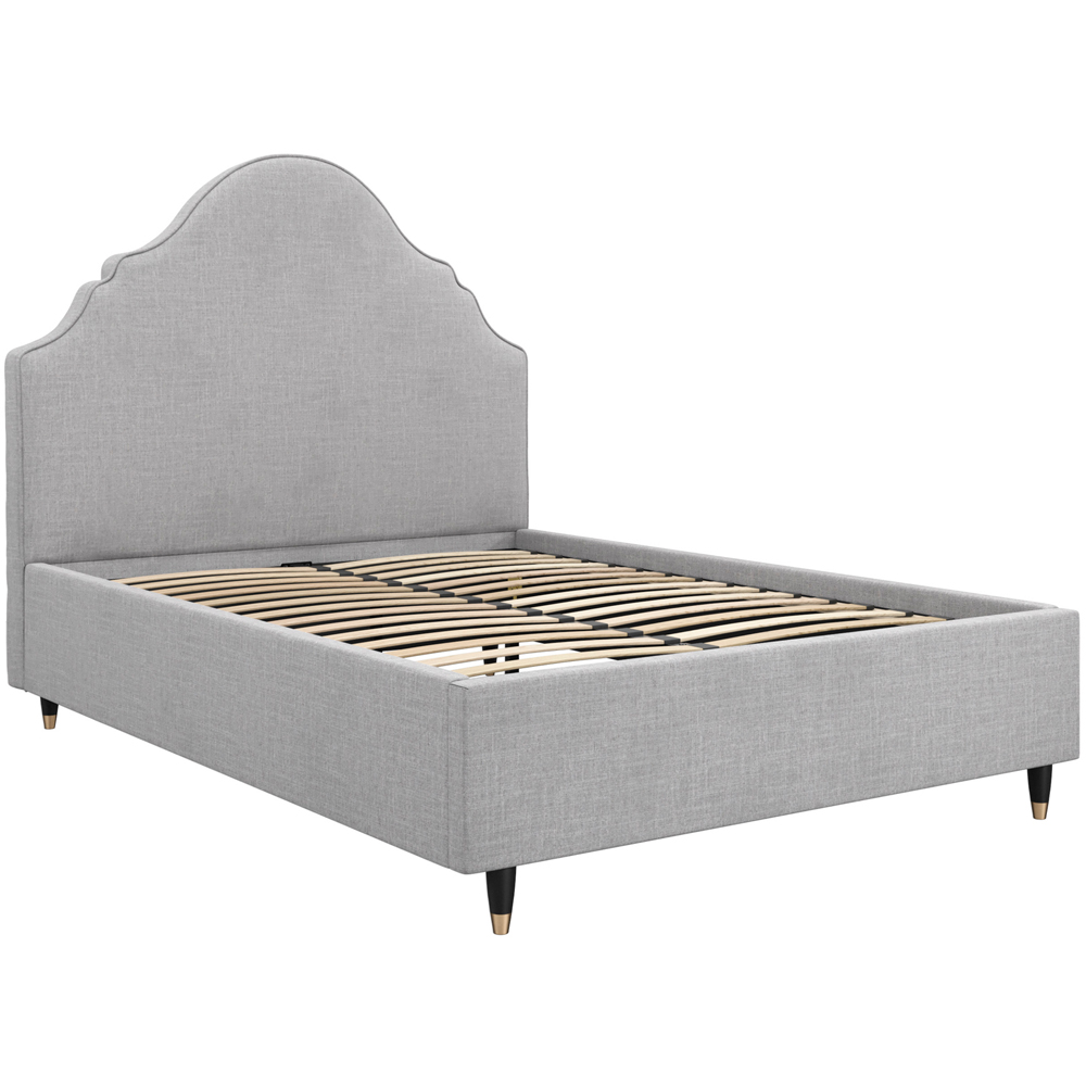 LPD Home Quince Light Grey Double Linen Blend Fabric Bed with Ornate-Style Headboard Image 2