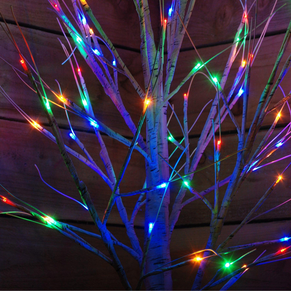 Samuel Alexander Multicoloured LED Outdoor Christmas White Birch Tree 6ft Image 5