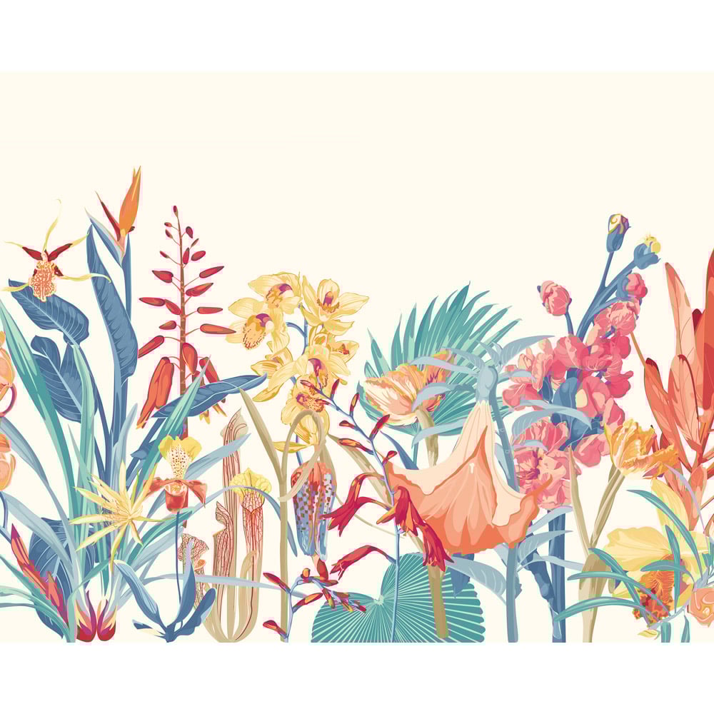 Origin Murals Tropical Foliage Petrol and Coral Wall Mural Large Image 2