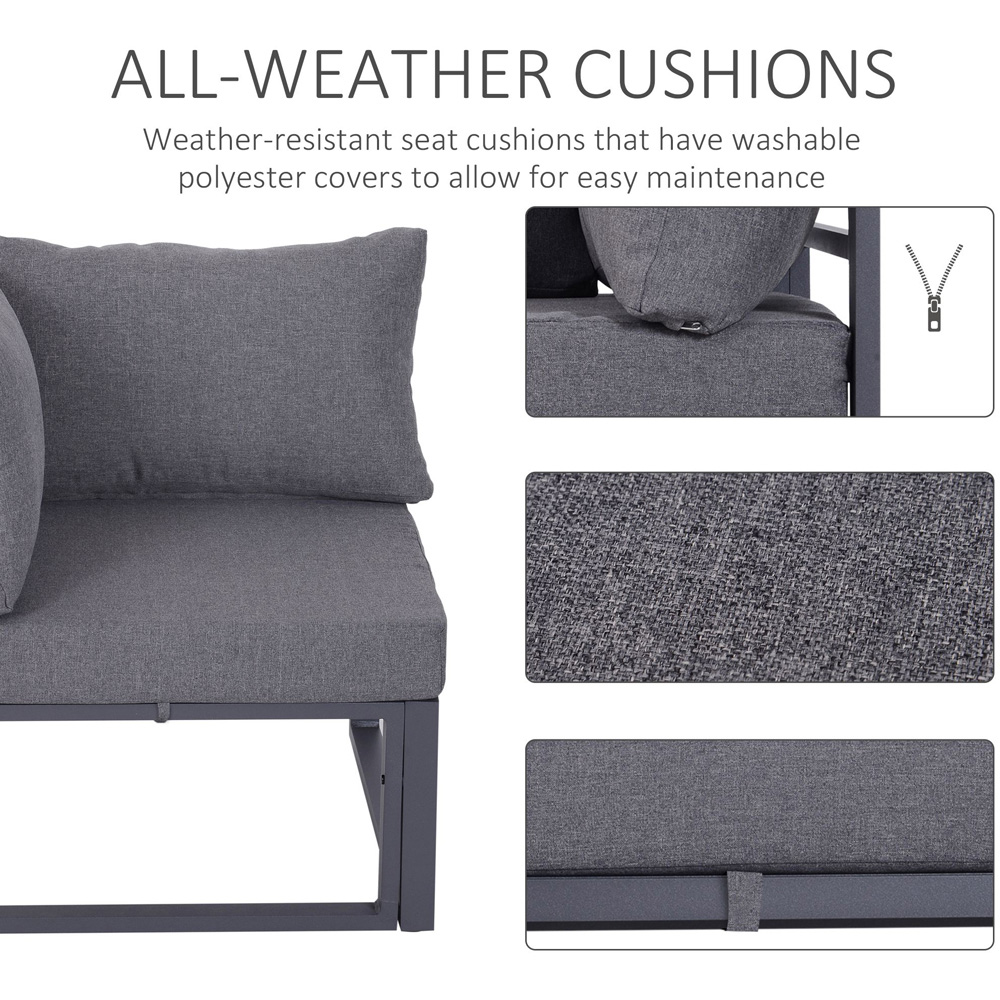 Outsunny 5 Seater Grey Garden Corner Lounge Set Image 4