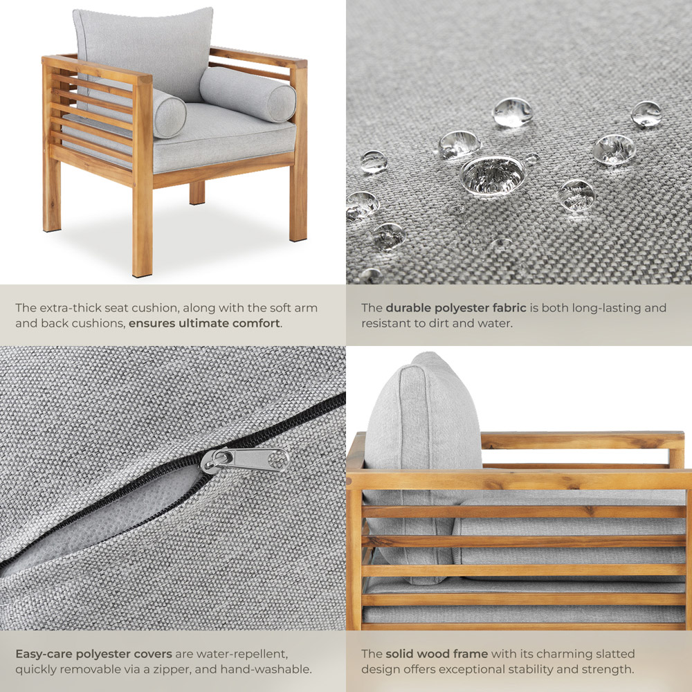 tectake Boka Wooden Frame Garden Chair Image 5