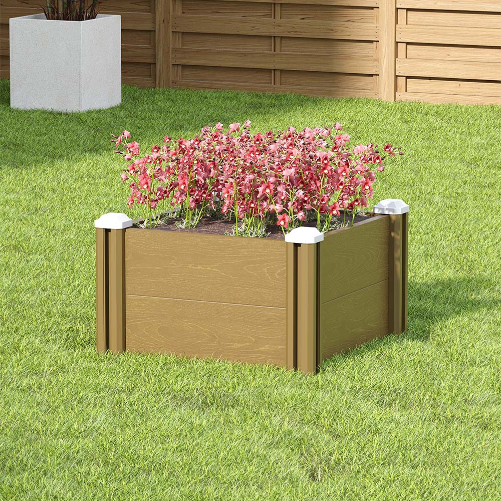 Living and Home Woodgrain Effect Plastic Raised Garden Bed 54 x 54cm Image 2