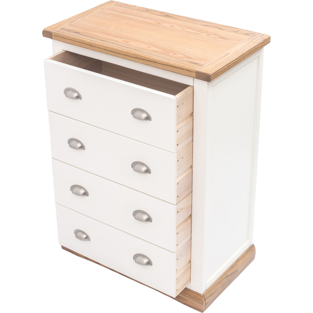 Cabinet Bits Tropea 4 Drawer Off White Chrome Cup Handle Chest of Drawers Image 5