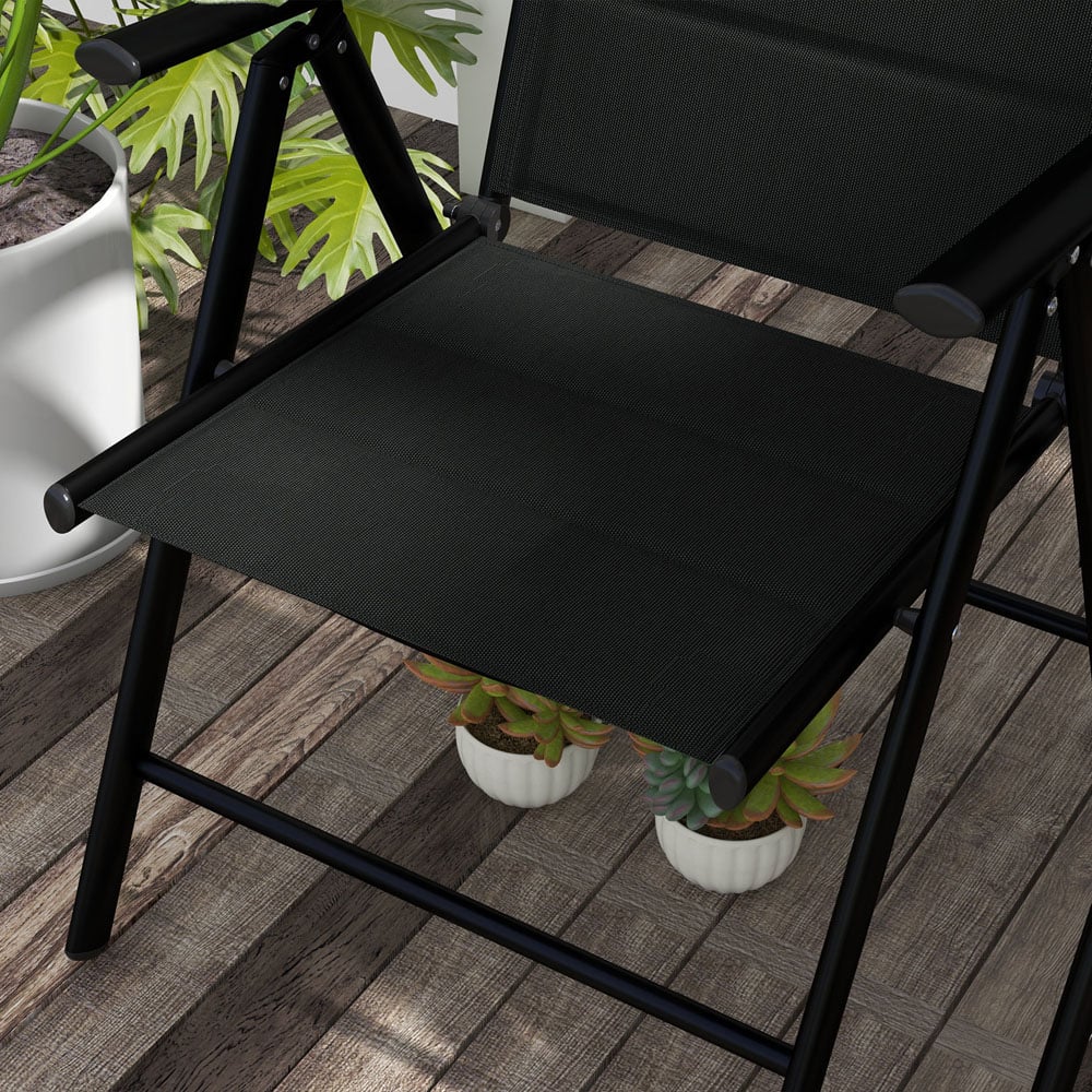 Outsunny Set of 2 Black Folding Chairs with Adjustable Back Image 3