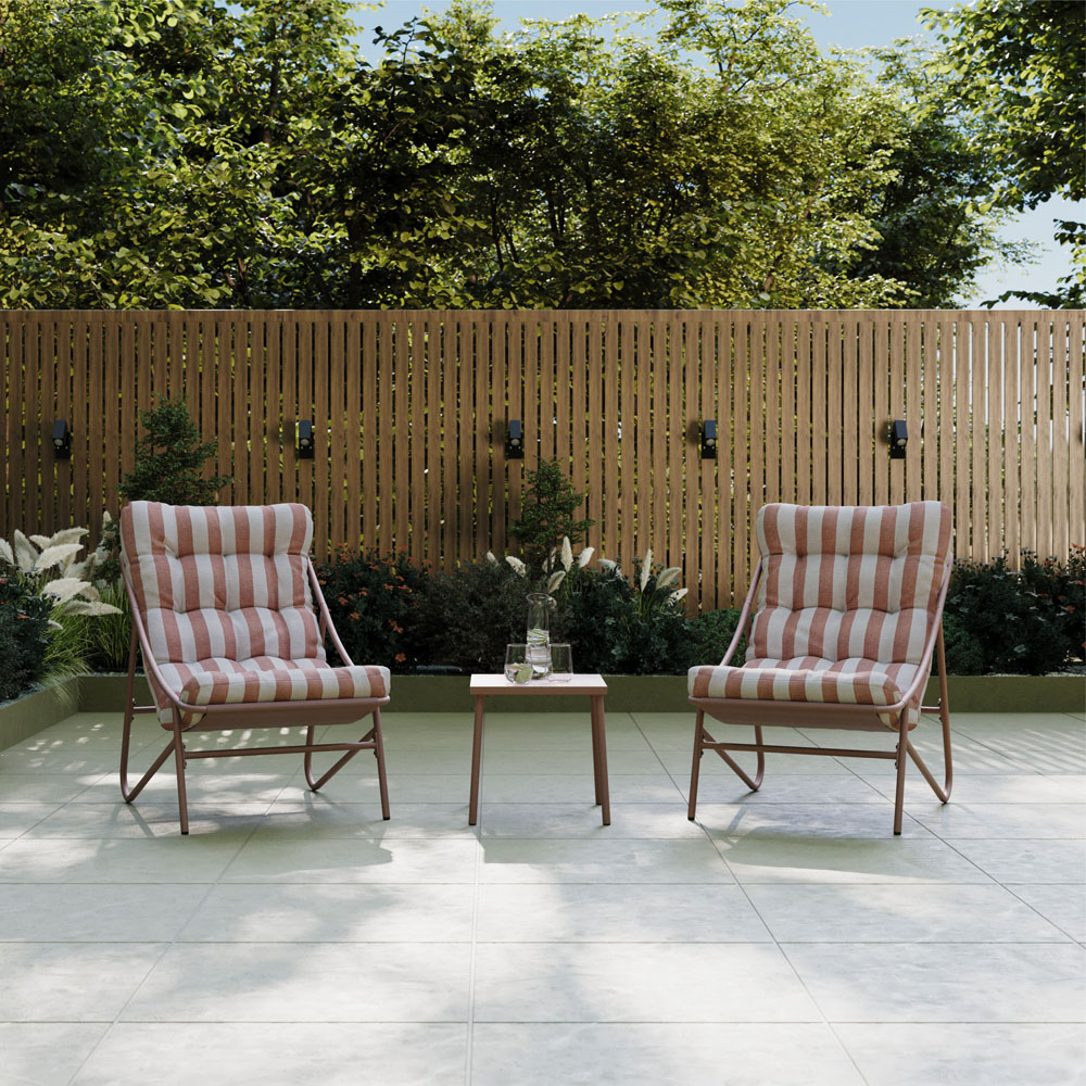 Charles Bentley Porto 2 Seater Terracotta Stripe Olefin Fabric Garden Bistro Set Image 7