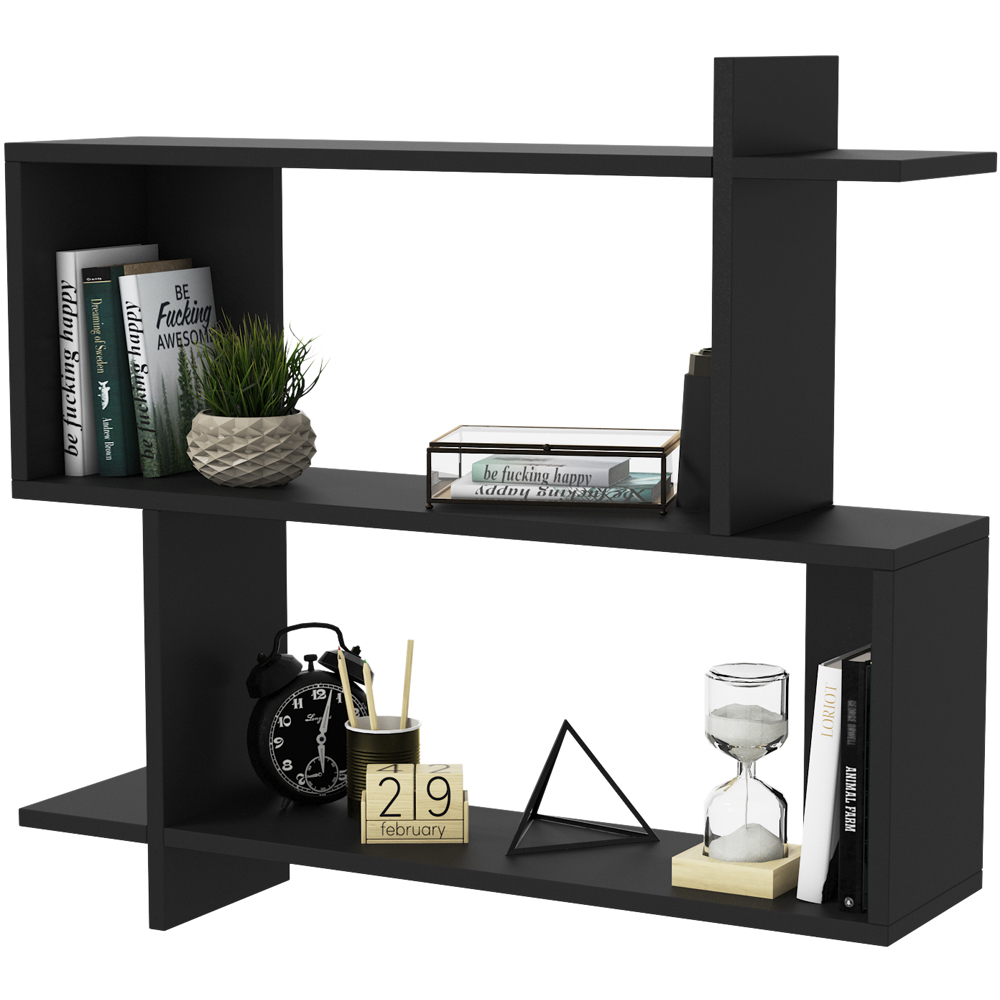 Decorotika Mina 3 Tier Black Zigzag Floating Shelf Image 4