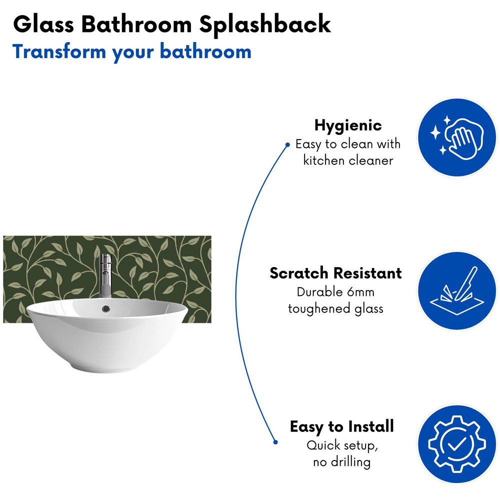 Warren Reed Designer Green Shrub with Leaves Glass Bathroom Splashback 25 x 60cm Image 4