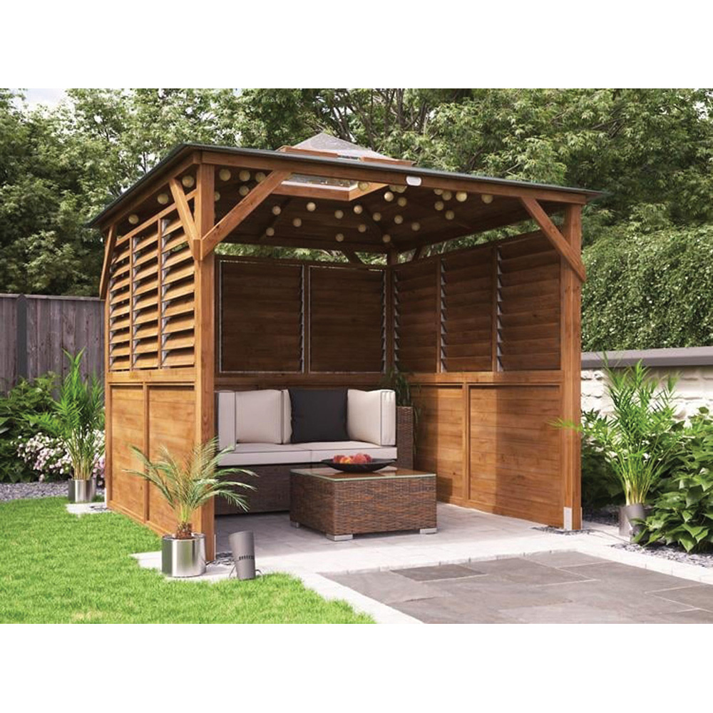 Dunster House Erin 2.5 x 2.5m Brown Solid Wall Superfelt Louvre Garden Gazebo Image 3