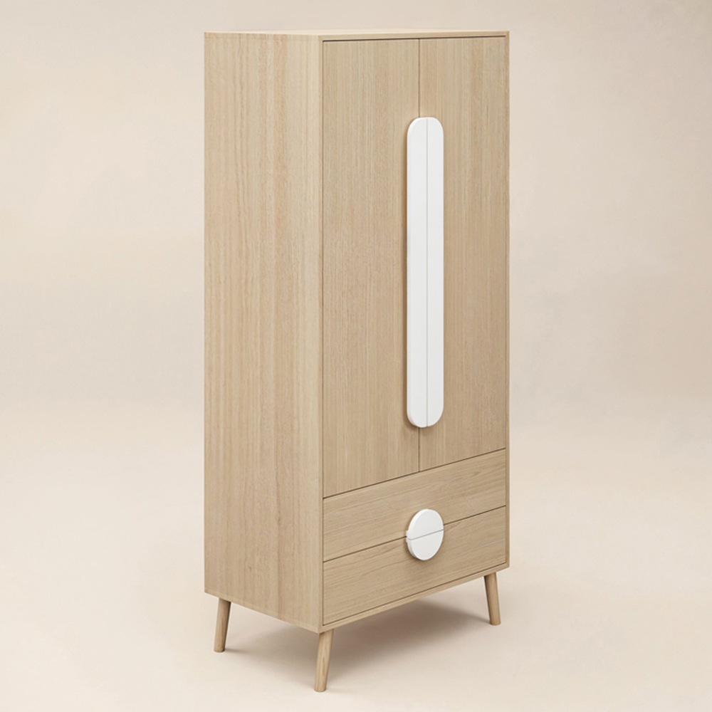 Flair Noah 2 Door 2 Drawer Oak and White Wardrobe Image 2