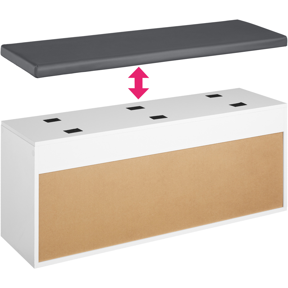 tectake Natalya 4 Compartment White Shoe Bench with Soft Cushion Image 4