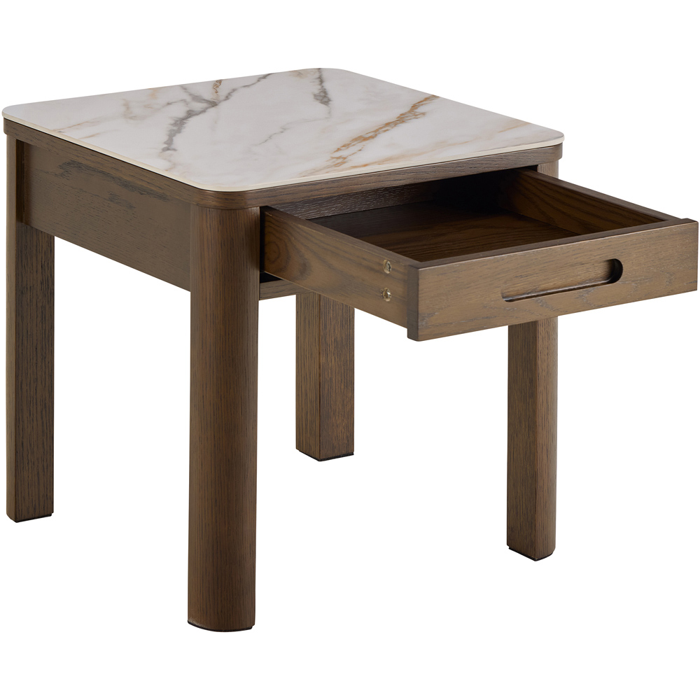 Florence Southampton Single Drawer Cream Ceramic Square Side Table Image 5