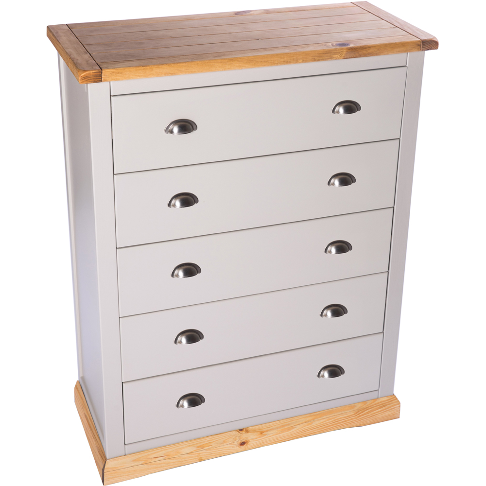 Cabinet Bits Bomporto 5 Drawer Grey Chrome Cup Handle Chest of Drawers Image 4