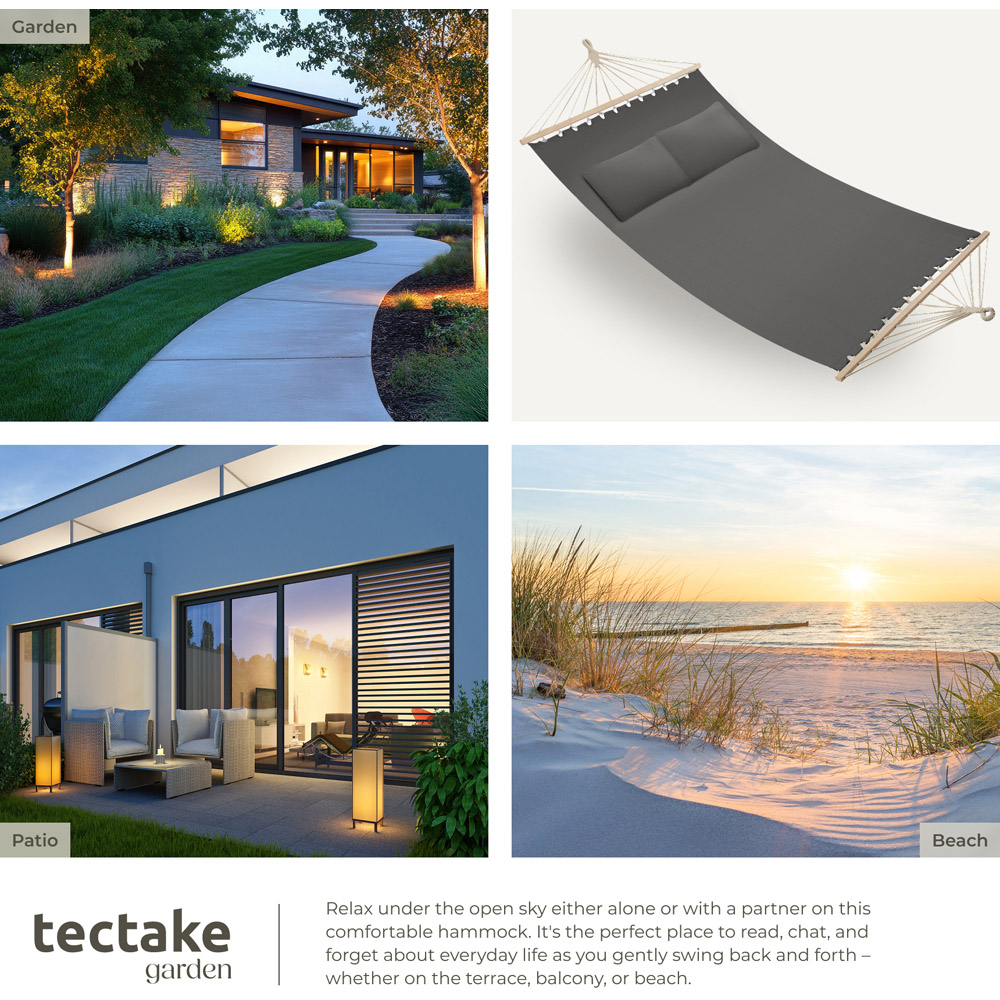 tectake Eden 2 Seater Dark Grey Hammock with Support Bars Image 5