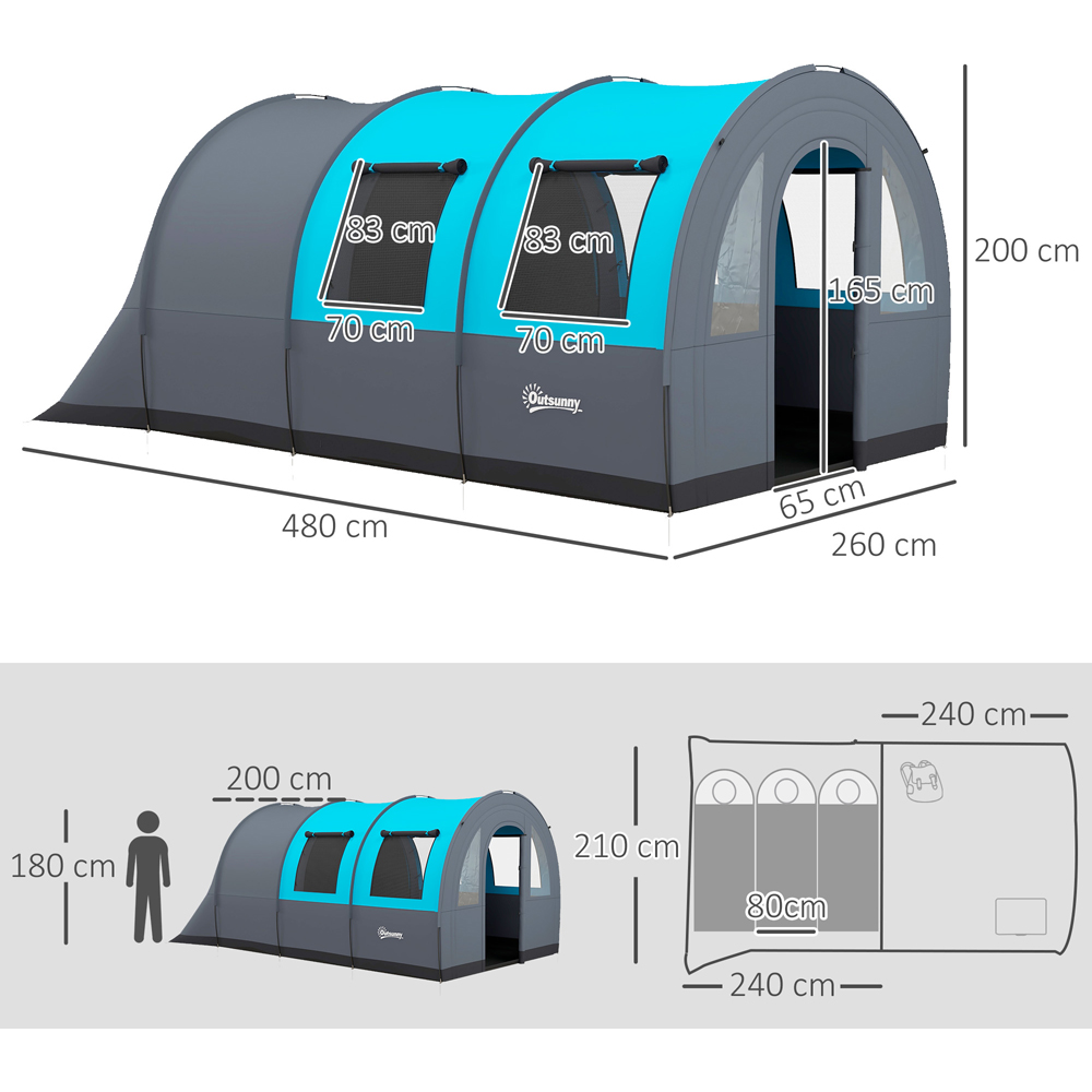 Outsunny 5-6 Person Waterproof Camping Tent Blue Image 3