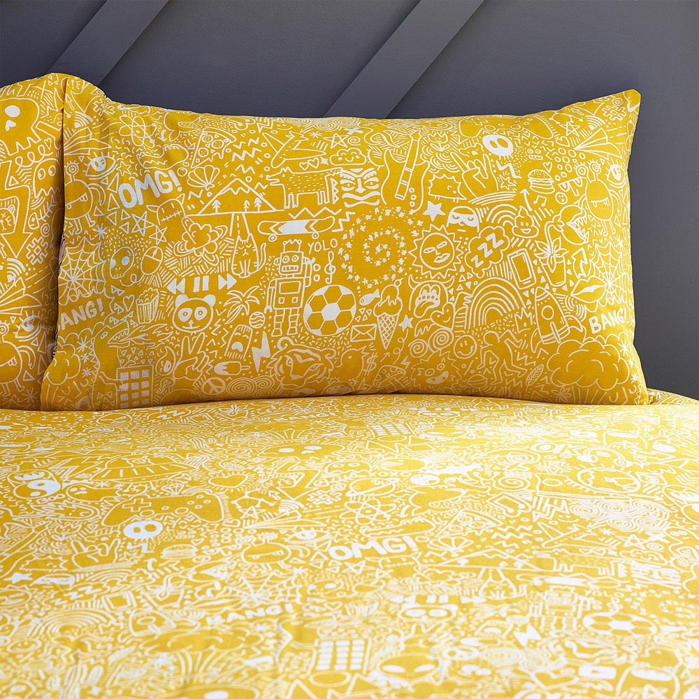 Style Lab Single Multicolour Doodles Duvet Cover Set Image 5