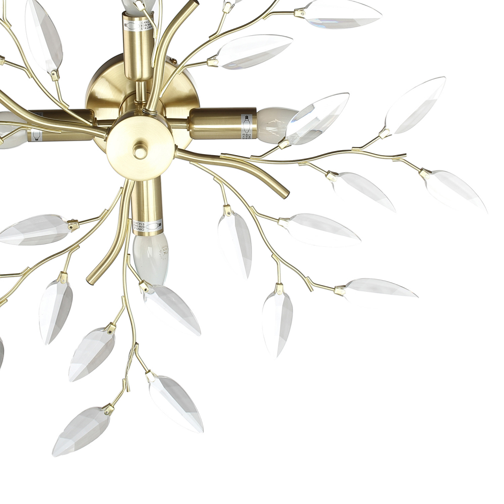 Happy Homewares Brushed Gold Plated Branch Ceiling Light with Acrylic Leaves Image 7