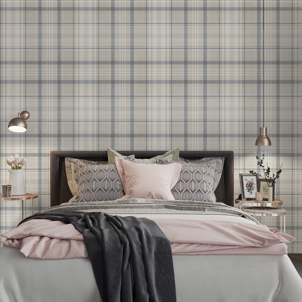 Holden Decor Kirkham Check Navy Wallpaper Image 3