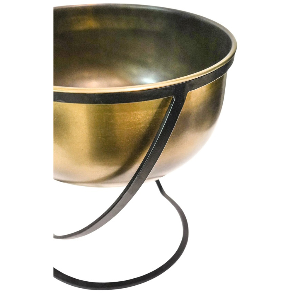 Ivyline Kensington Brass Metal Indoor Round Planter with Stand 28cm Image 2