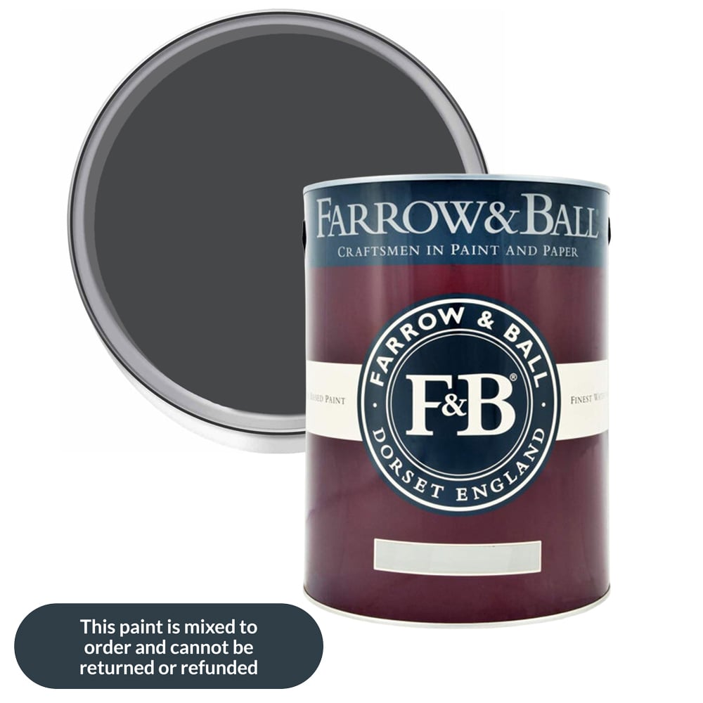 Farrow & Ball Interior Wood and Metal 57 Off Black Flat Eggshell Paint 5L Image 1