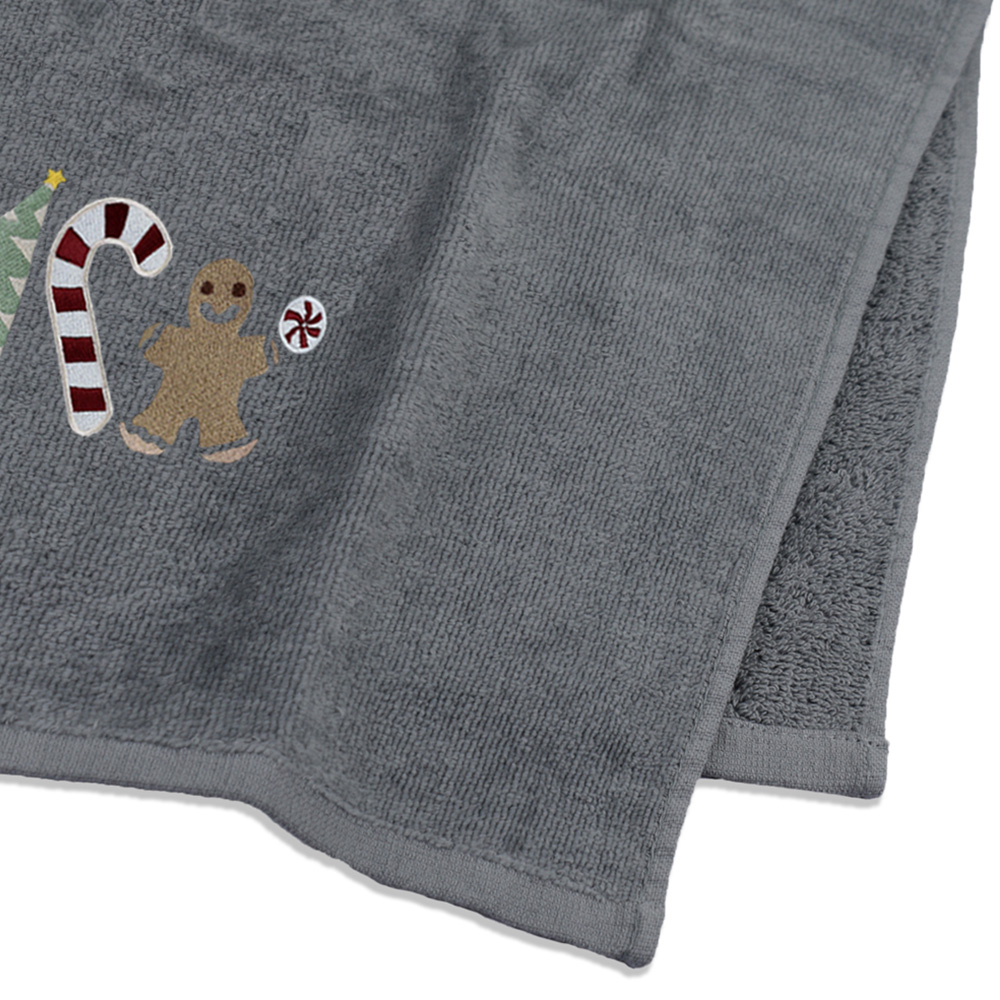 Noel Square Sweet Shop Grey Hand Towel 2 Pack Image 4