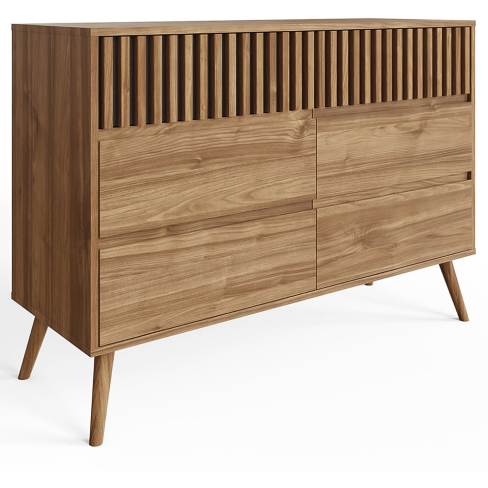 GFW Rowan 6 Drawer Oak Slatted Chest of Drawers Image 2