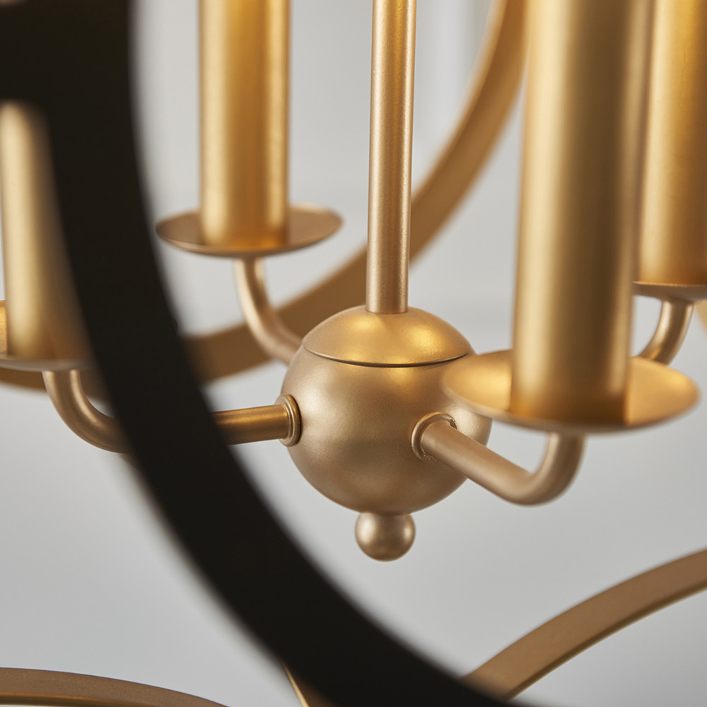 Merano Vicenza Matt Black and Gold 4 Light Pendant Ceiling Light Image 6