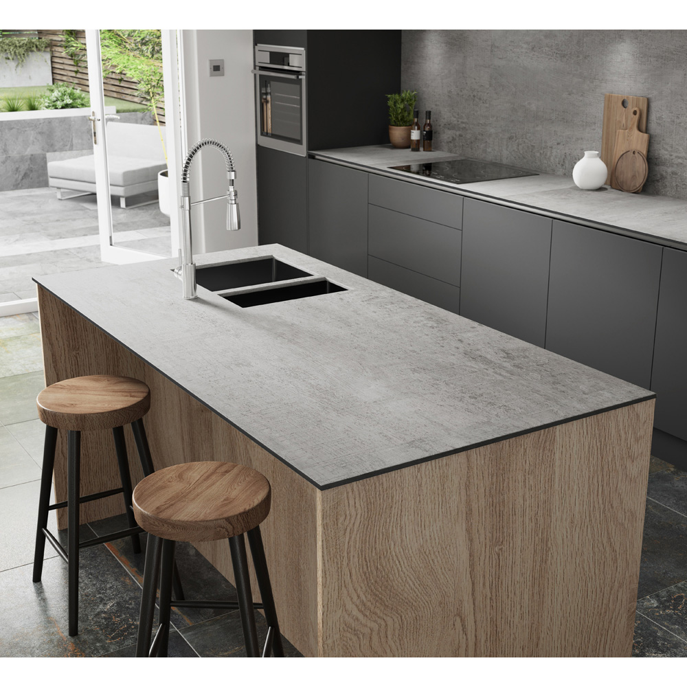Zenith 0.9cm Woodstone Gris Laminate Kitchen Backsplash 300 x 60cm Image 6