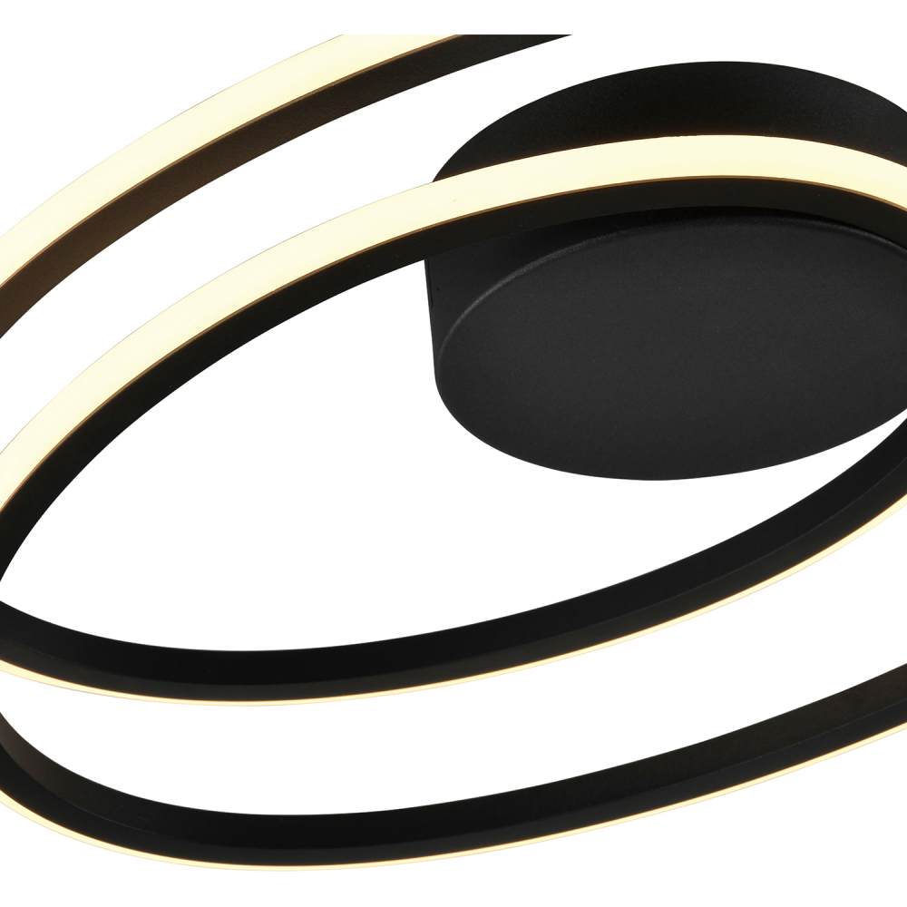 Happy Homewares Matte Black Double Swirl Strip LED Flush Ceiling Light Fitting Image 4