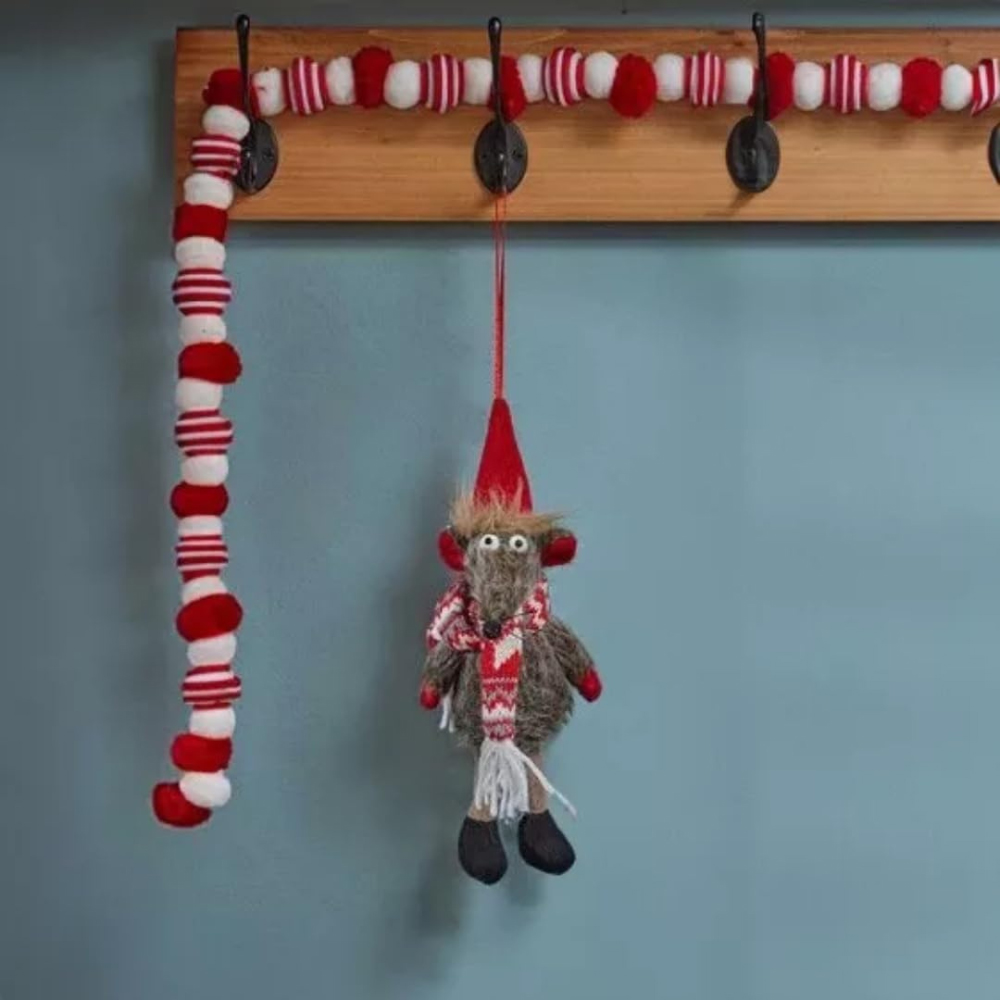 Marco Paul Grey Christmas Rat Plush Decoration Image 4