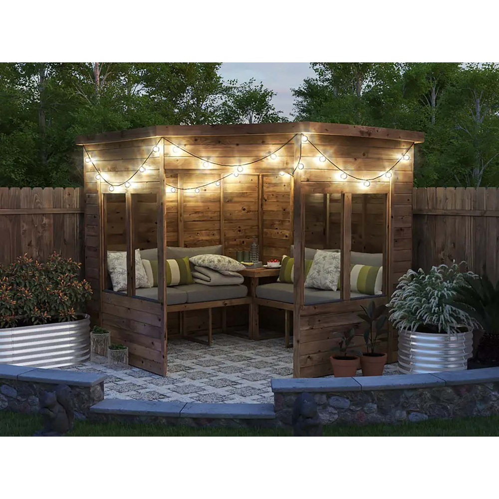 Dunster House Apocallipo 4 Seater 8 x 8ft Brown Corner Arbour with Glazed Panels Image 4