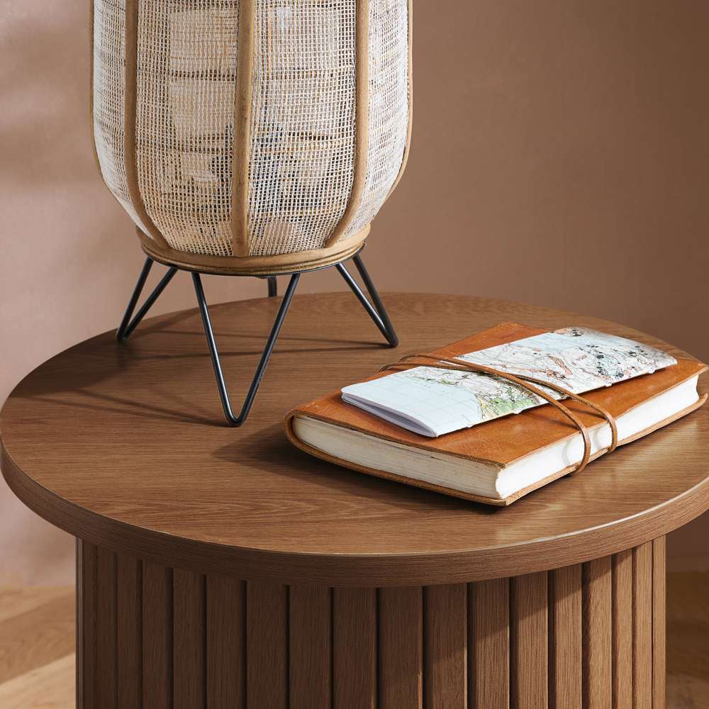 Birlea Axel Walnut Round Fluted Side Table Image 5