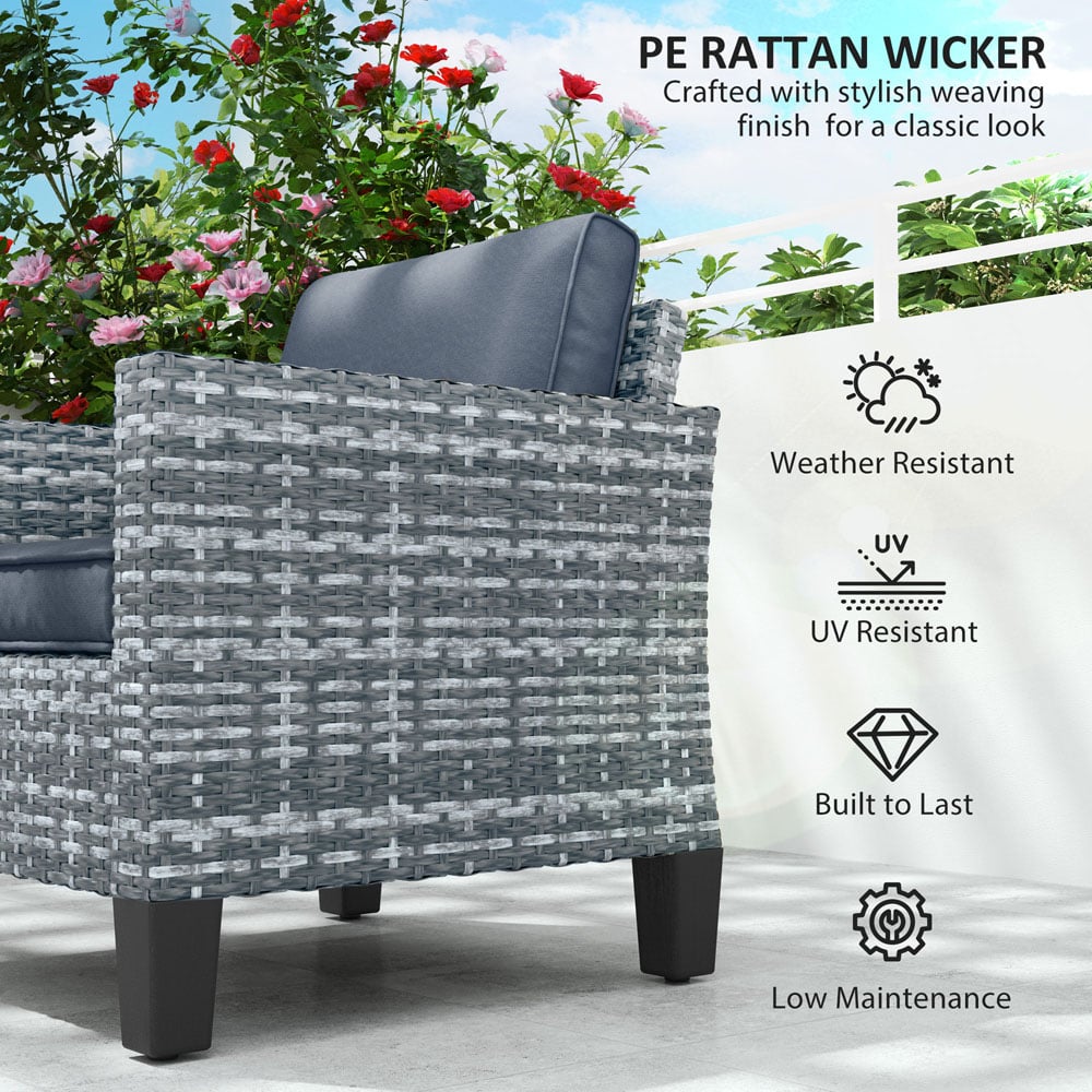 Outsunny Light Grey Rattan Garden Armchair with Cushions Image 7