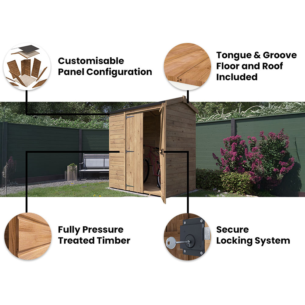 Dunster House Overlord 6 x 4ft Modular Brown Apex Garden Shed Image 4