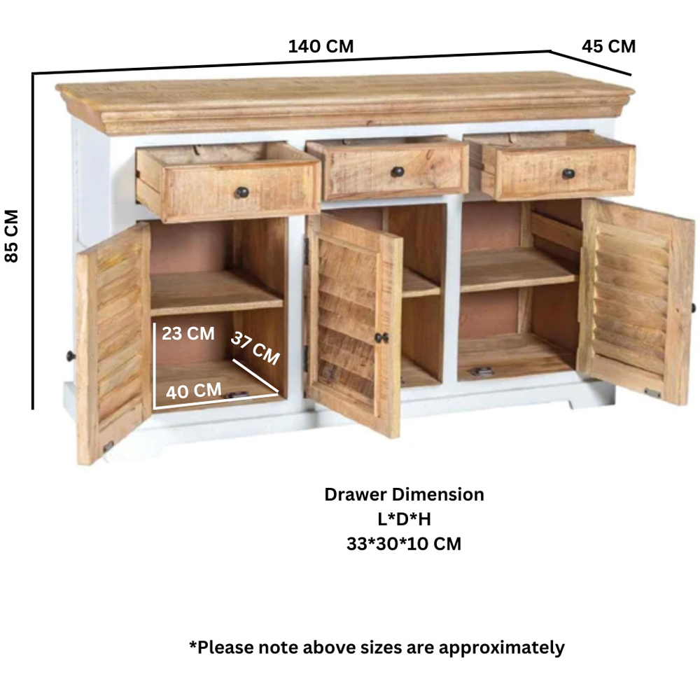 Brooklyn Alfie 3 Door 3 Drawer Wood Sideboard Image 9