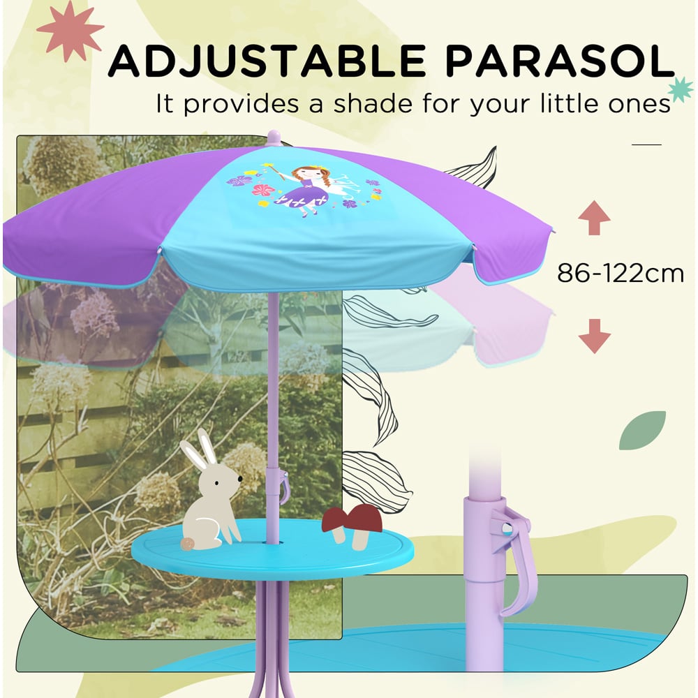 Outsunny Kids Fairy Bistro Set with Parasol Image 5