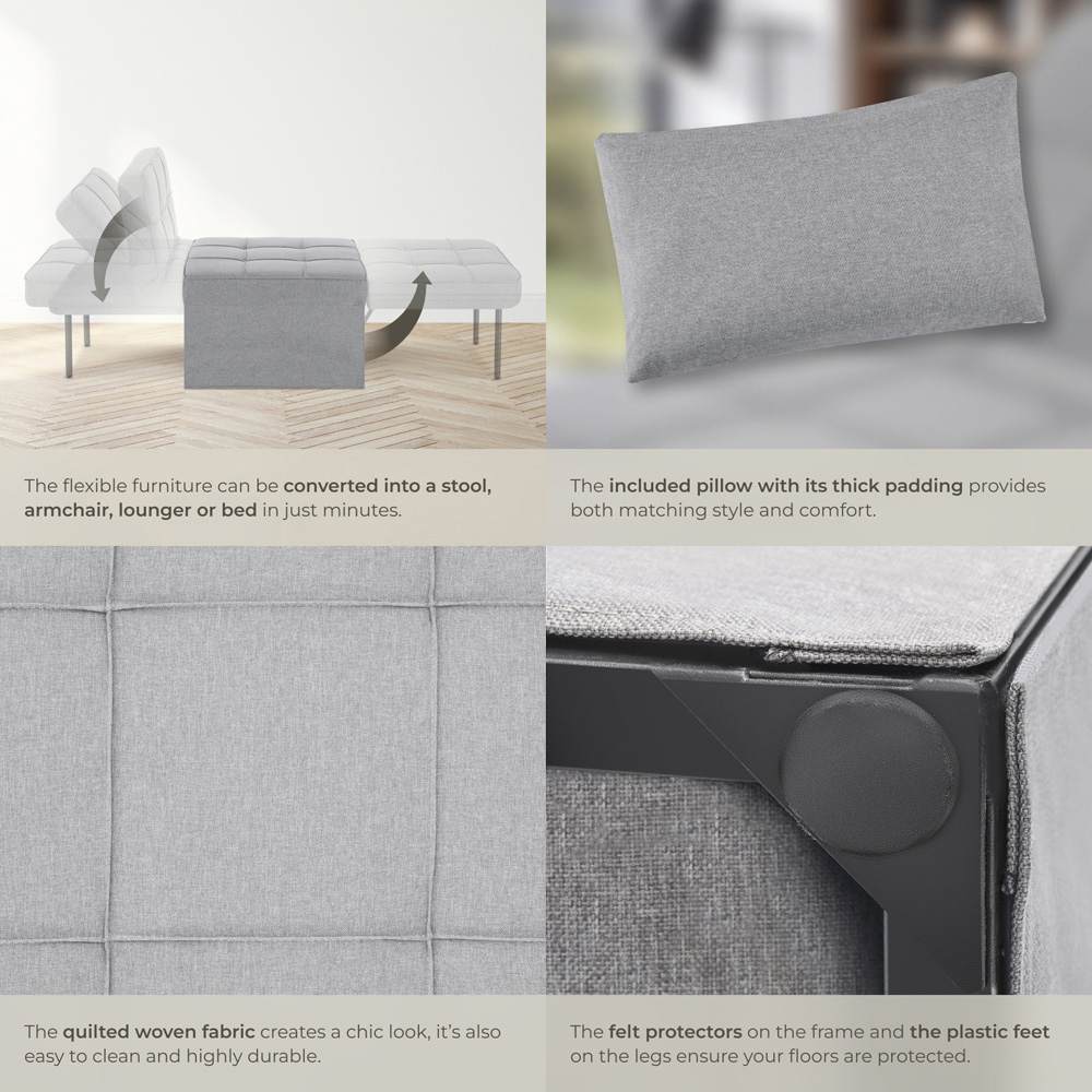 tectake Ponto 4 in 1 Grey Sofa Bed Image 5