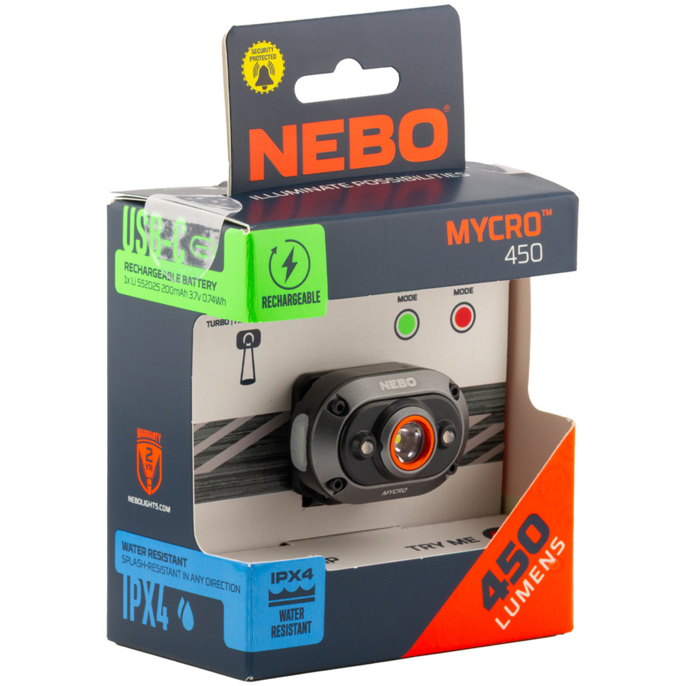 Nebo Mycro 450 2-in-1 450 Lumens Grey Rechargeable Detachable Headlamp and Cap Light Image 2