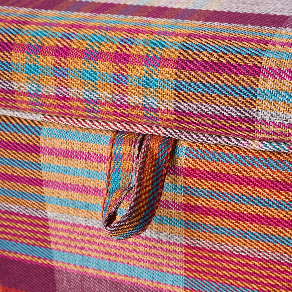 Living and Home Red Tartan Linen Storage Ottoman Bench Image 4