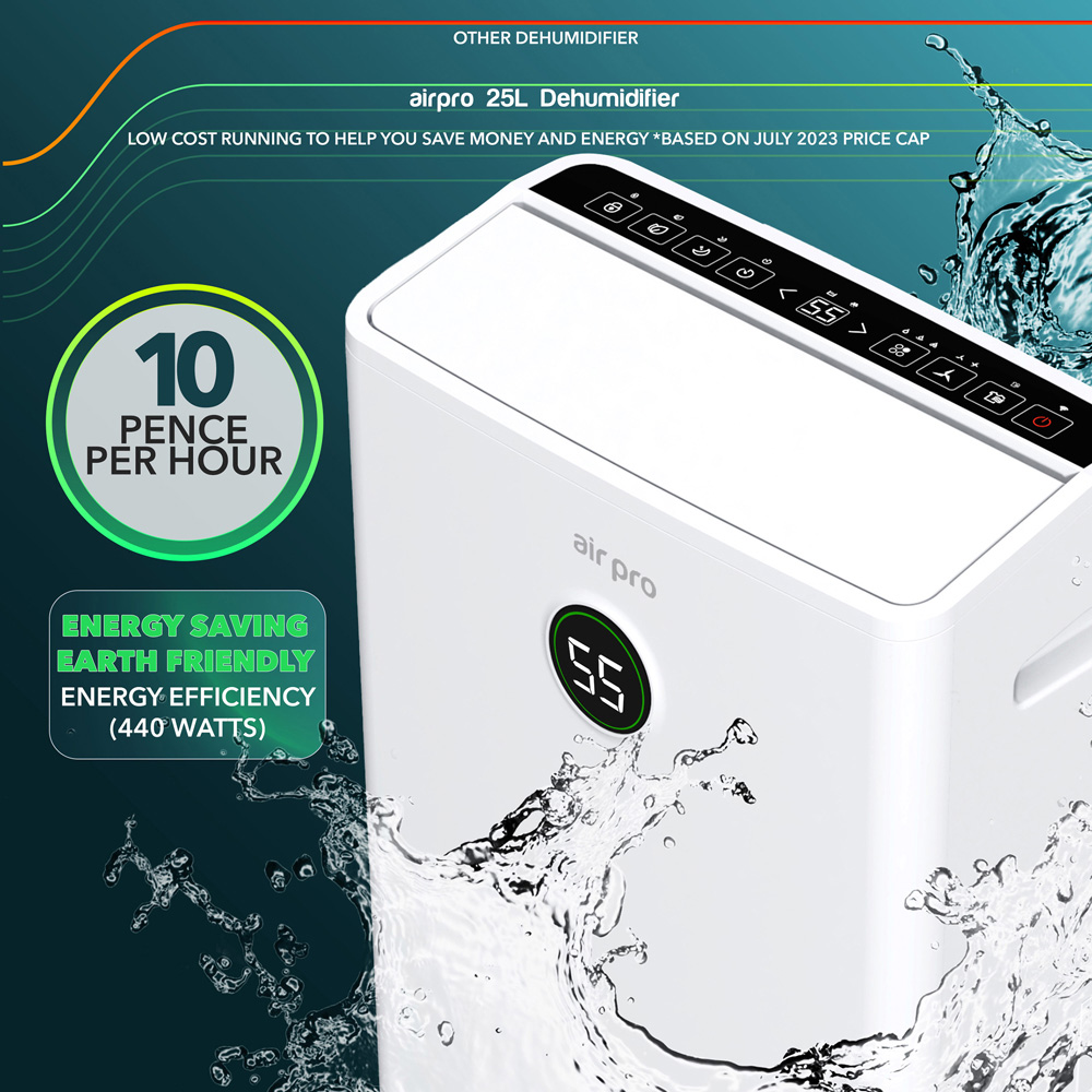 Air Pro White Portable Electric Digital Dehumidifier 25L Image 5