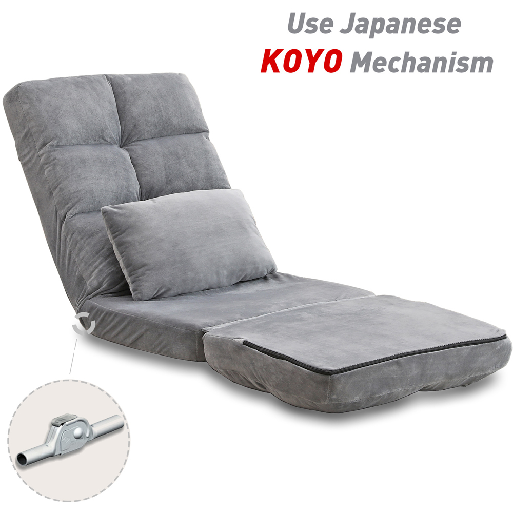 Furniture One Grey Foldable Floor Chair with Pillow Image 6