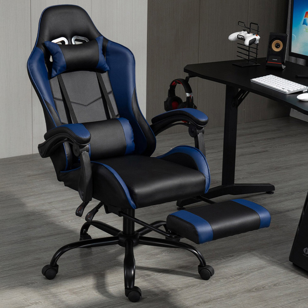 Galaxy Blue Swivel Gaming Chair Image 1