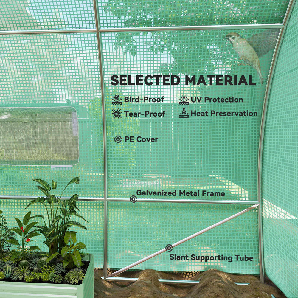 Outsunny Green Steel 10 x 20ft Walk In Polytunnel Greenhouse Image 7
