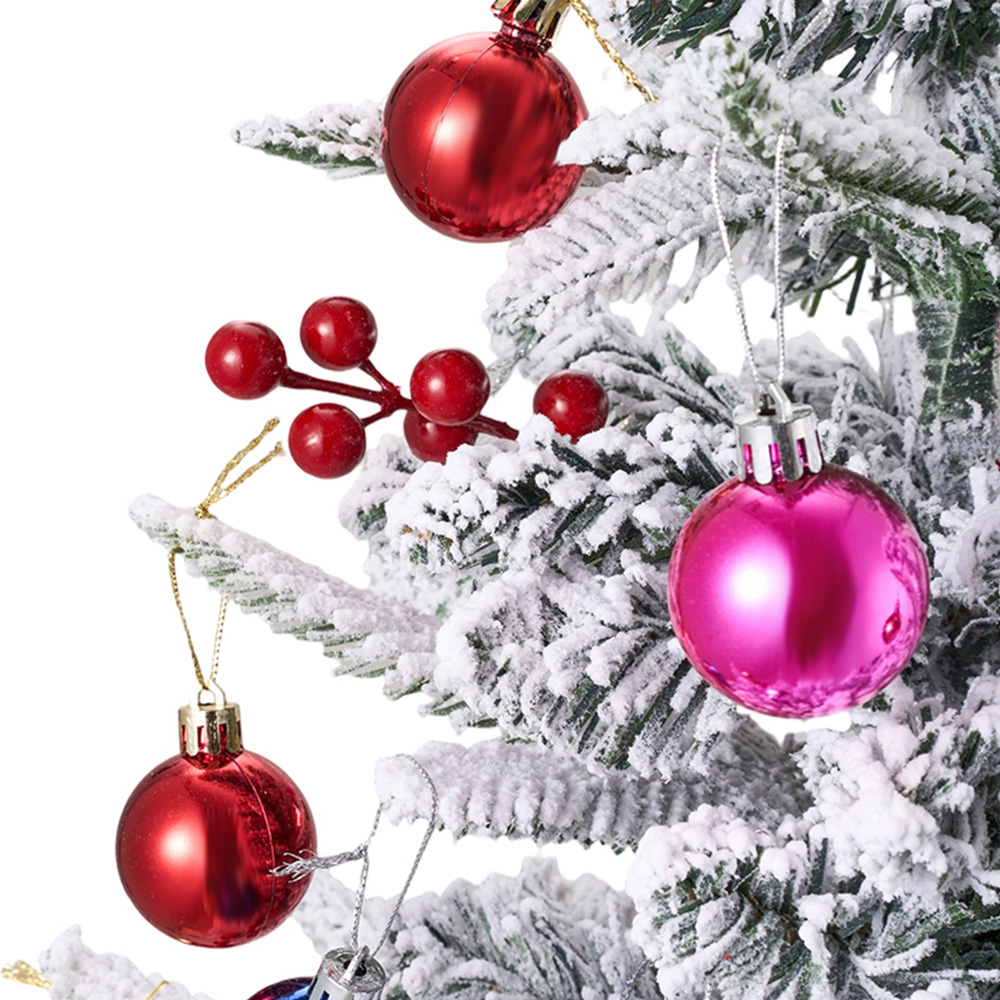 Living and Home Pre-Lit Snow Dusted Artificial Christmas Tree with Baubles 2.5ft 2 Pack Image 4