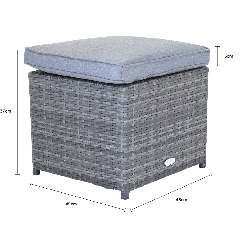 Charles Bentley Grey Rattan Foot Stool Set of 2 Image 9
