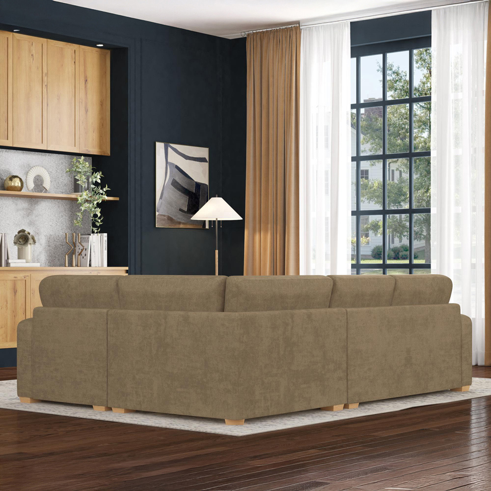 Theadford 3 Seater Mink Plush Velvet Fixed Back Right Hand Corner Sofa Image 6