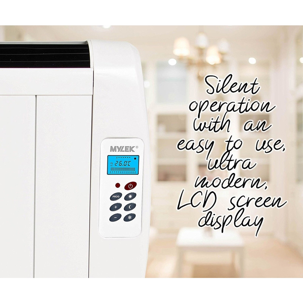 Mylek White Premium Aluminium Electric Heater with Timer 900W Image 3