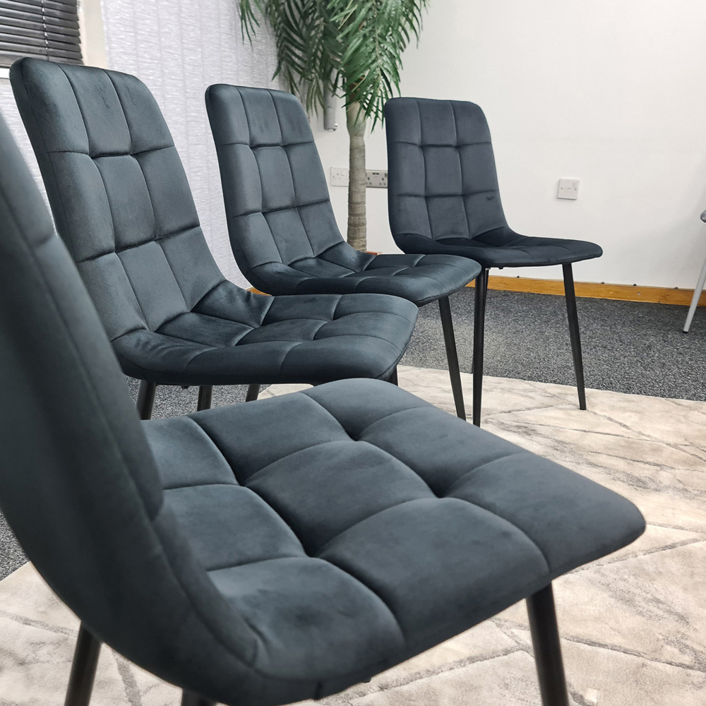 Denver Set of 4 Black Velvet Dining Chairs Image 3